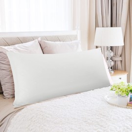 PiccoCasa Body Pillow Cover Egyptian Cotton Bolster Pillow Cases - 300 Thread Count Super Soft and Breathable Long Body Pillowcase with Zipper Closure Silver Grey 20"x54"/ 4.6ft