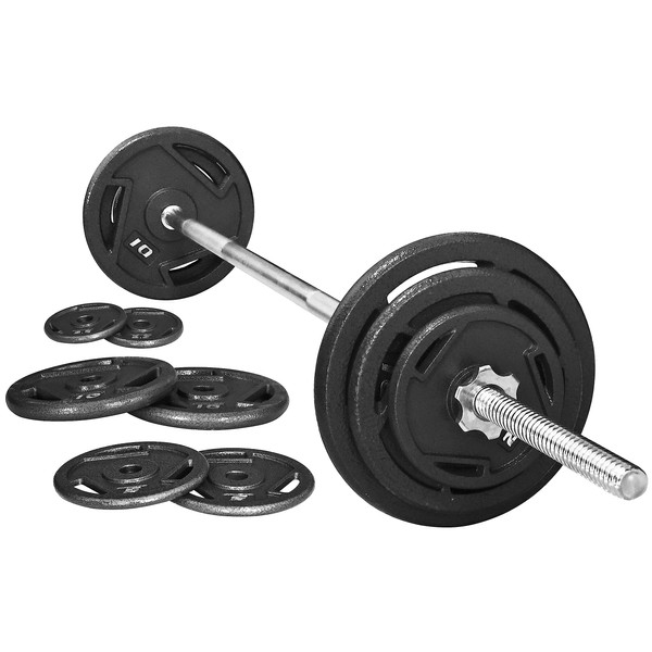 Signature Fitness Cast Iron Standard Weight Plates Including 5FT Standard