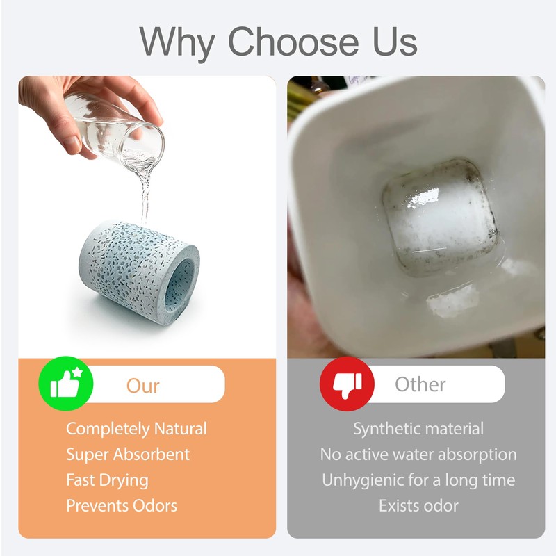 DiatZeno Single Toothbrush Holders for Bathrooms - Diatomite Quick-Dry Organizer,