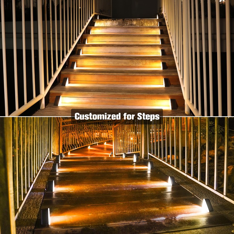 VOLISUN Outdoor Stair Lights 8 Pack, Solar Step Lights Outdoor