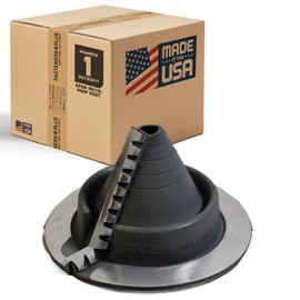 Fasteners Plus #1 Round Retrofit EPDM Metal Roof Pipe Flashing Boot (Made in USA), Fits 3/4" - 2-3/4" Pipe OD, Black Metal Roof Boot for Repairs and Upgrades