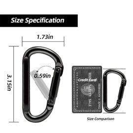 EZYA EZYA Carabiner Clip, 860lbs, 3" Iron Heavy Duty Carabiner, D Shape Hook - Hammocks, Camping, Hiking Accessories, Keychains, Caribiniers for Dog Leash, Yoga Swing, Gym etc, Black
