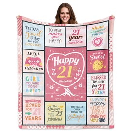 LekinGift 21st Birthday Gifts for Her, 21st Birthday Gifts for Women, 21 Year Old Bday Gift for Her, Bday Gift for 21 Year Old Female Ladies, Best Decorations Present for Women Throw Blanket 50"X60"