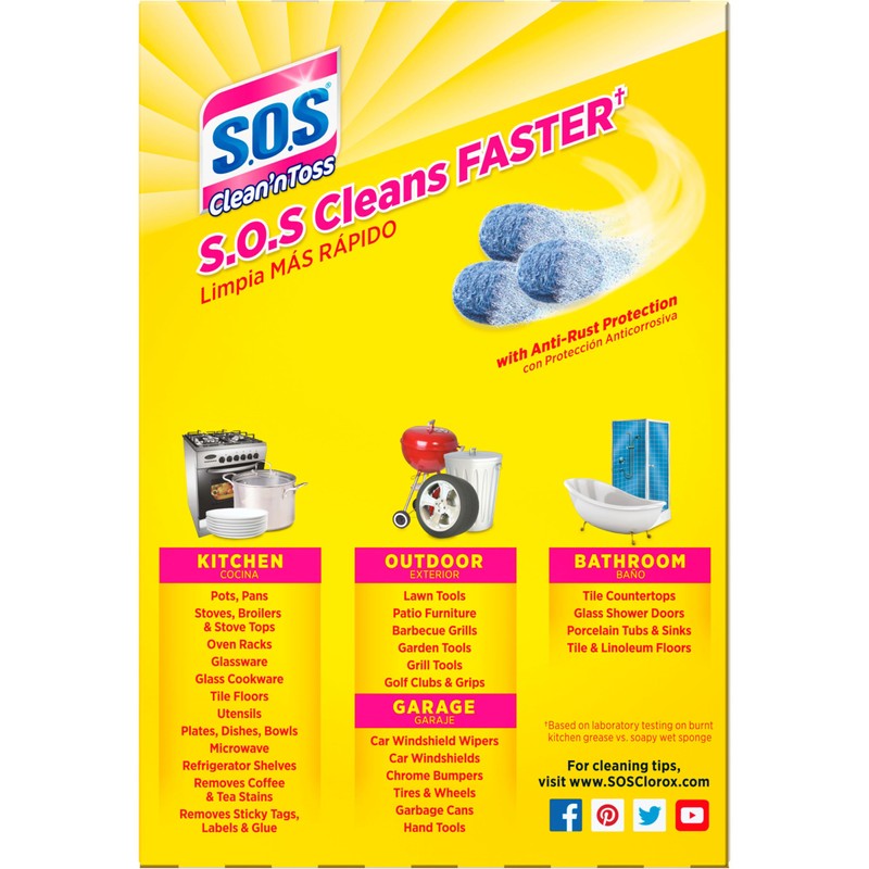 S.O.S Clean ‘n Toss Steel Wool Soap Pads, 15 Count,