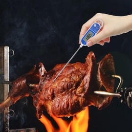 Cooking Thermometer, Digital Meat Thermometer with Long Probe, Backlit Reading, Waterproof, Easy Carrying for Meat Food Cooking