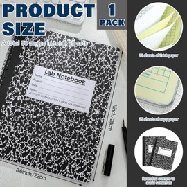 Affrolling 1 Pack Carbonless Lab Notebook Carbon Copy 8.5'' x 11'' 25 Sets of Pages 50 Pages Total Laboratory Engineering Chemistry Computation Notebook Science Grid Coil Binding(Black and White)
