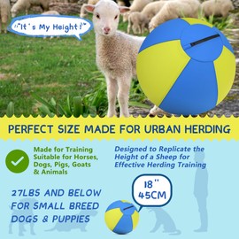 Herding Ball for Dogs and Horses - 18" Jolly Ball for Dogs, Agility Training Equipment, Herding for Australian/German Shepherd, Improved Bite-Resistant, Reinforced Sewing Dog Toys - Blue&Yellow Medium