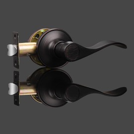 Gobrico Drop Door Handle Oil Rubbed Bronze Interior Door Lockset for Hall Closet Passage Door Knob Closet Door Lever 1 Pack