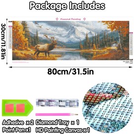 Yomiie - Kits de arte de diamantes 5D para adultos, pintura de diamantes de alce, arte de atardecer, paisaje, kit de taladro redondo completo, bordado de diamantes de imitación, decoración de pared