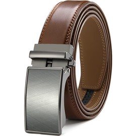 DOOPAI Men's Adjustable Ratchet Belt -Tan Leather Dress Belt for Men, Customizable Fit, Easy to Use, Maximum Durability