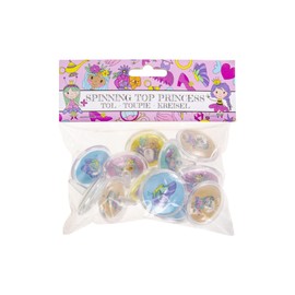 DUCKIEZ 1 pack of 12 Princess Spinning Tops. 5 different designs chosen at random. Perfect party bag filler or school fete giveaway!