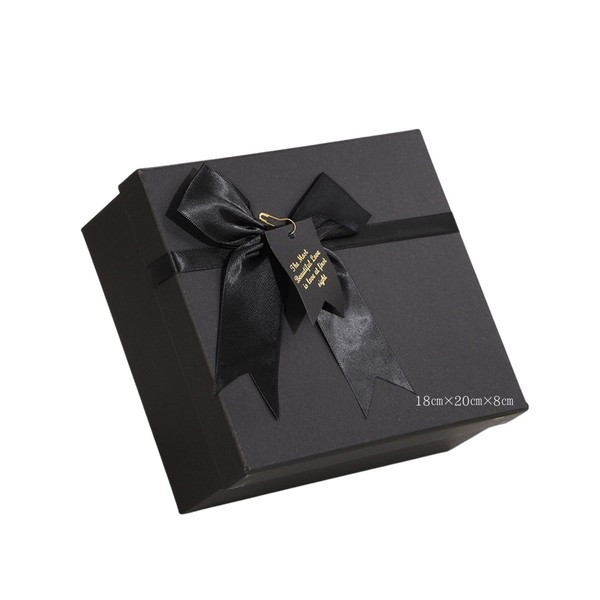 NYANDELMO Large Gift Box with Ribbon Black Gift Box 7.9