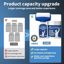 White wall rolling paint repair tool, portable wall coating, paint roller brush, large roller paint, used for easy repair of wall graffiti and other wall stains, water-based (1000g, white)