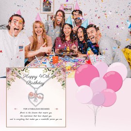 40th Birthday Gifts for Women 925 Sterling Silver Birthday Necklace Decades Necklace Rose Heart Necklaces Silver Necklaces for Women Valentines Day Birthday Gifts Ideas for Mum Wife Girlfriend