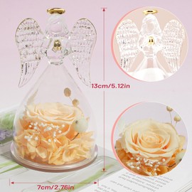 Miofula Preserved Flower Rose Birthday Gifts for Mom, Glass Angels Figurines with Forever Real Rose Gifts for Women Mom Grandma, Angels Gifts for Valentines Day Christmas Anniversary