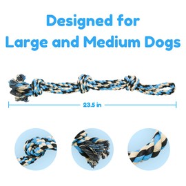 Pacific Pups Products 2 Pack Blue - XL Dog Rope Toy for Aggressive Chewers - Benefits Non-Profit Dog Rescue - Tug of War Dog Toy, Dog Toys for Large Dogs, Tough Dog Toys for Aggressive Chewers