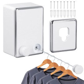 volumoon Washing Line Extendable 4.2 m, Retractable Washing Line, Extendable Wall, Retractable Washing Line, Stainless Steel, Non-Suspended Retractable Washing Line for Bathroom Balcony