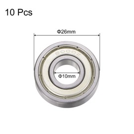 sourcing map 6000-ZZ Deep Groove Ball Bearings 10mm Bore 26mm OD 8mm Thick Chrome Steel ABEC3 Accuracy Z3 Noise Level 10pcs