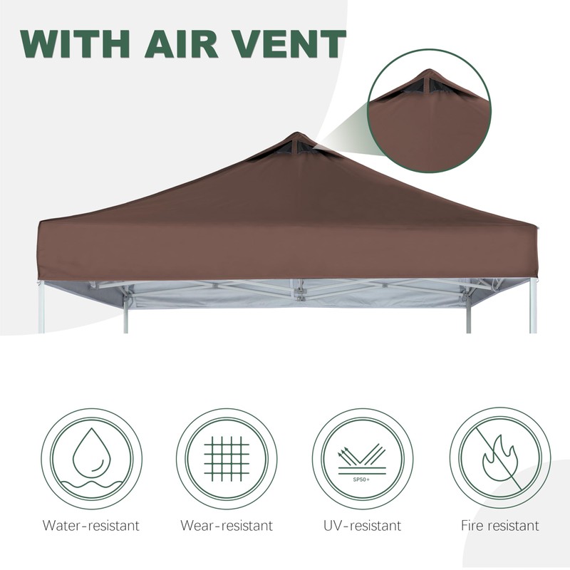 JANCANOPY Brown Commercial Replacement Canopy Cover for 10x10 Straight Leg