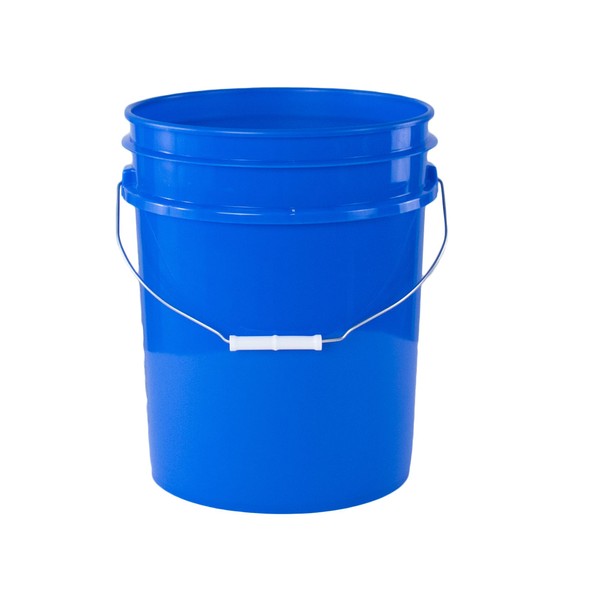 5 Gallon Blue Plastic Bucket Only - Durable 90 Mil All Purpose Pail - Food Grade Buckets NO LIDS Included - Contains No BPA Plastic - Recyclable - 3 Pack Buckets ONLY