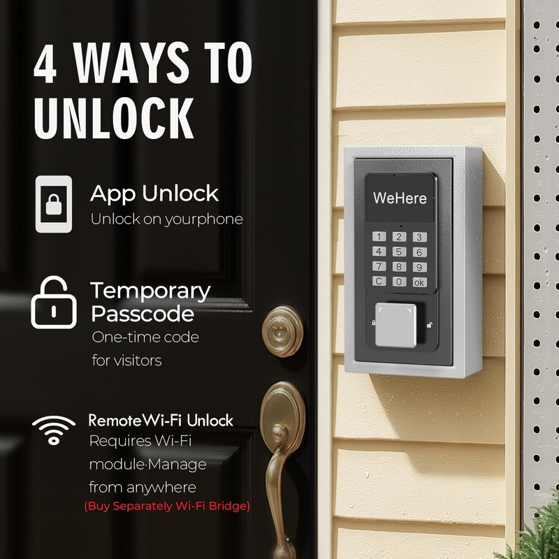 WeHere Smart Key Lock Box Wall Mount, Key Cabinet with