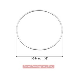 sourcing map Round Earring Beading Hoop Rings, Open Bezel Linking Ring 35mm/ 1.38" Silver Earring Finding Link Ring for Jewelry Making, Pack of 60