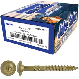 Jake Sales #15 x 2-1/2" Construction Lag Screw - Torx/Star Drive Heavy Duty Structural Lag Screw - ACQ Compatible - Modified Truss Washer Head. 1 x 100 Count Box - 100 Screws