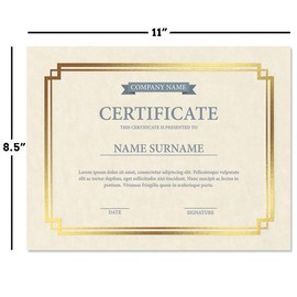 Gold Foil on Cream Certificate Paper - Pack of 25, 8-1/2" x 11" Parchment, Laser & Inkjet Printer Compatible, for Office, Business Awards, Graduation, School Diplomas