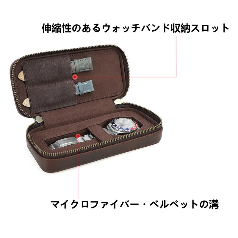 Contact's family Single Genuine Leather Single Watch Organizer Strap Case