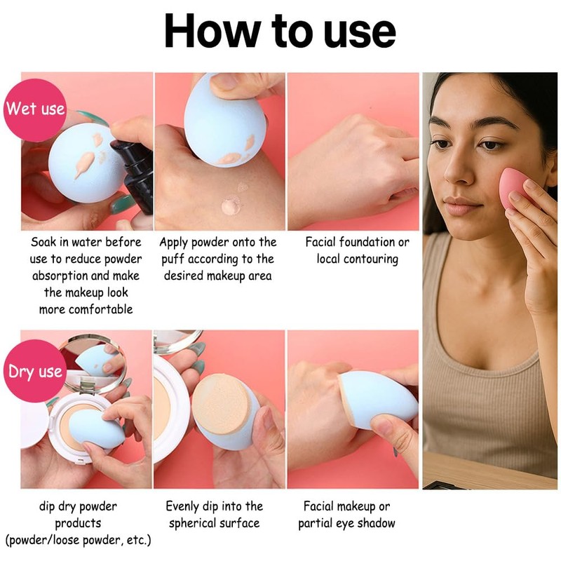 Makeup Sponges for Foundation, 12PCS Makeup Egg Sponge,Blending Powder Puff,