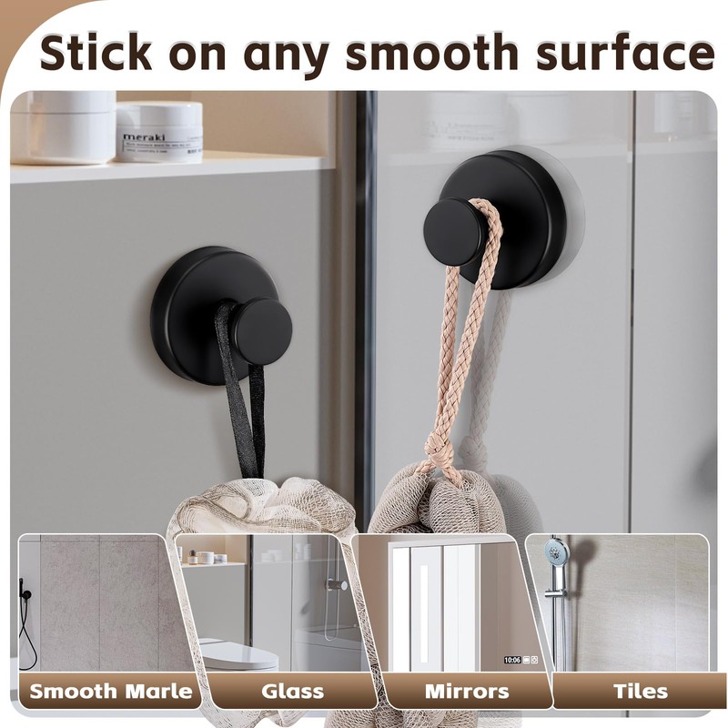 Supopular Reusable Heavy Duty Suction Cup Hooks for Kitchen/Bathroom/Shower -