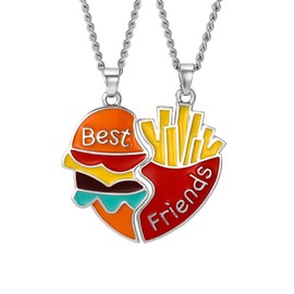 Bff Friendship Gifts Necklace for 2 Hamburger French Fries Best Friend Necklace for 2 Girls Christmas Birthday Gifts for Best Friends Matching Necklaces for BFF Bestie