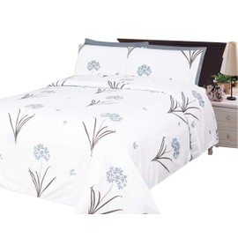 Ultra Soft Silky Zipper Rich Printed Rayon from Bamboo All Season 2 Pieces Duvet Cover Set with 1 Pillowcase, Grey Hydrangea Floral Pattern Twin/Single Size