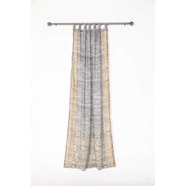 Light-Filtering Sari Colorful Curtains – Boho Curtains, Bed Canopy Panel, Wall Tapestry or Window Treatment For Bedroom or Living room + Tote bag (96"L x 42"W Single Panel, Silver Taupe)