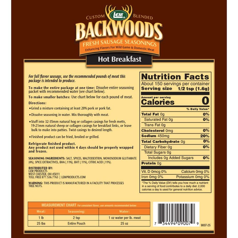 LEM Backwoods Hot Breakfast Fresh Sausage Seasoning