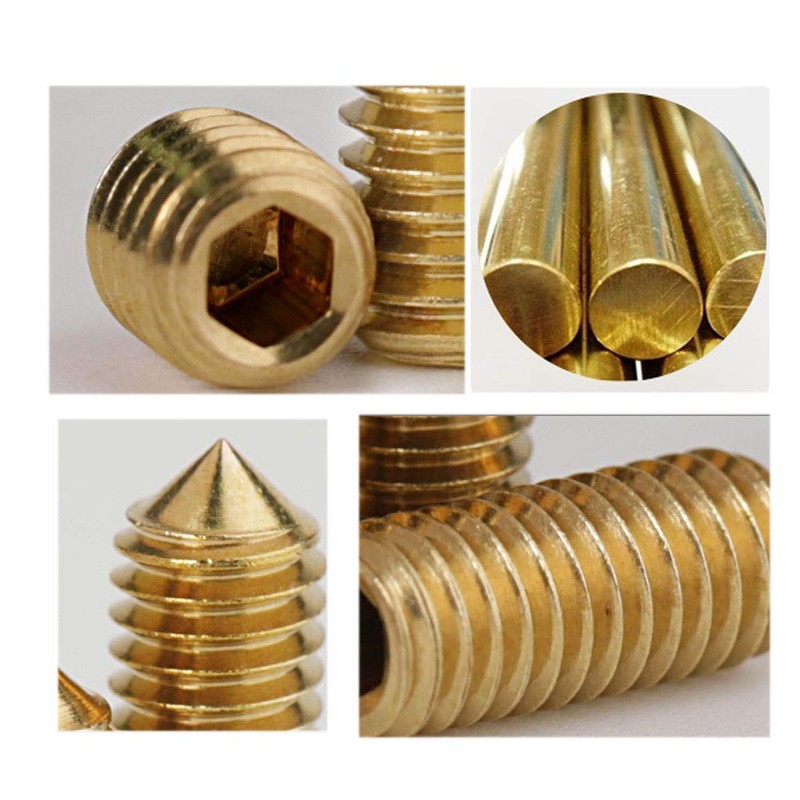 ANSIEDIO Set Screws Allen Screws Hex Socket Grub Screws Brass
