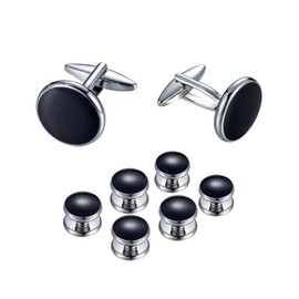 Cufflinks for Men, 8 Pieces, Men's Cufflinks and Studs, Tuxedo Shirt, Cufflinks and Studs Set for Wedding, Valentine's Day, Festival, Birthday, Anniversary,, Black, Copper