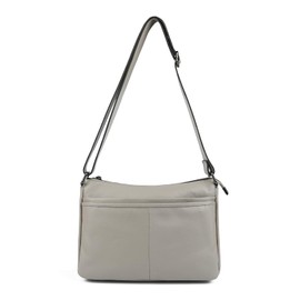 MFFOR Women's Shoulder Bag, Genuine Leather, Crossbody Bag, Many Pockets, Large Capacity, Soft, Lightweight, Cross-body Wear, Casual, Commuting, Simple, Stylish, gray