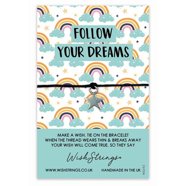 WishStrings, Follow Dreams Rainbow - Positive Quote Bracelet – Beautiful