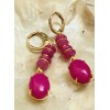 Jade Fuchsia Hot Pink Jade In Drop Down Gold Plated