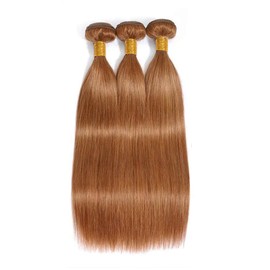 Leruikair Human Hair Bundles 18 20 22 Inch Straight Bundles Human Hair Chocolate Brown Color 30 Unprocessed Brazilian Soft Quick Weave Hair for Black Women