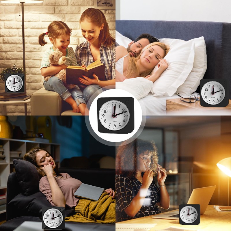 JOPHEK Mini Alarm Clock, Analogue Travel Alarm Clock with Snooze