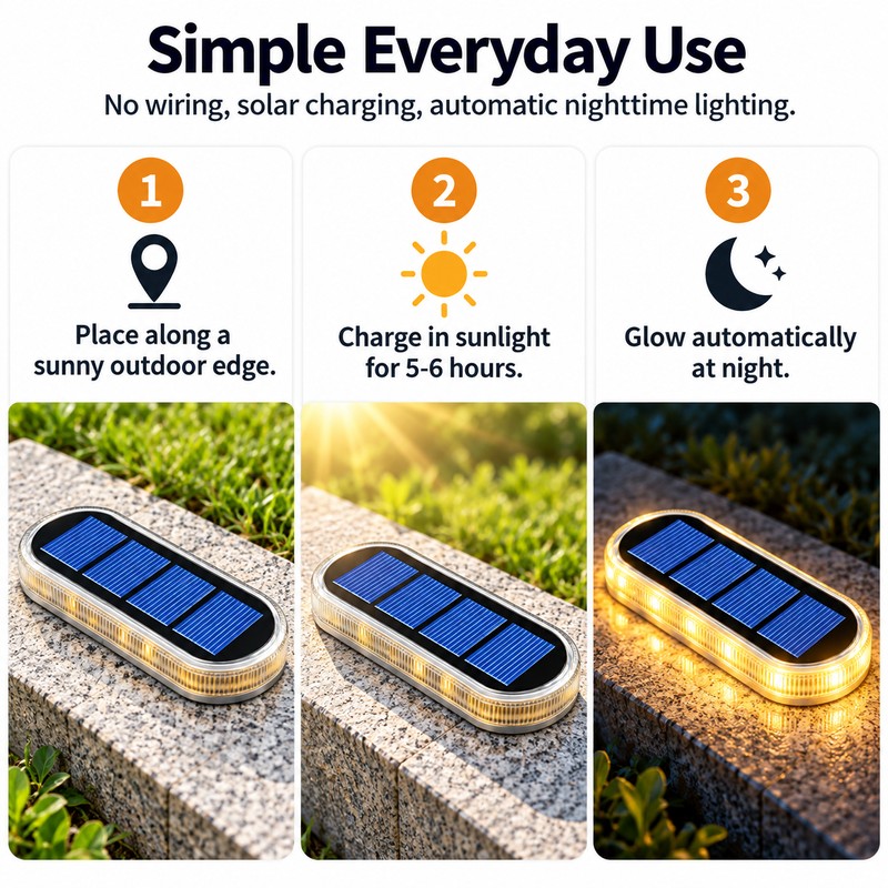 Solar LED Step Lights for Outdoor Stairs – IP68 Waterproof
