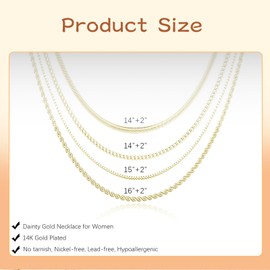 Hebterrka Herringbone Necklace for Women, Delicate 14K Gold-Plated Snake Chain Choker, Simple Golden Layering Necklace, Jewellery Gift for Women