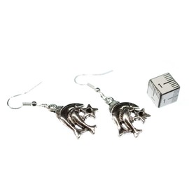 Miniblings Pisces Star Earrings Pendant Zodiac Sign Horoscope Peces - Handmade Fashion Jewellery I Earrings Silver Plated, Cotton