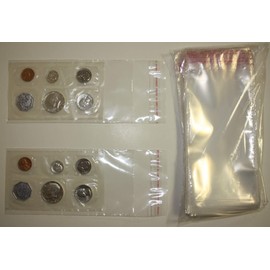 100 Adhesive Resealable 3.5x7 Clear Poly BAGS SLEEVES Protectors for PROOF SETS