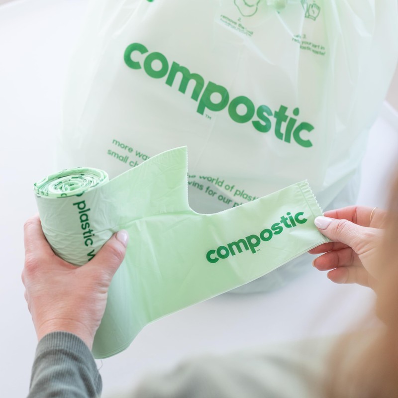 Compostic Home Compostable Trash Bags, 2.99 Gallon Small Kitchen Rubbish