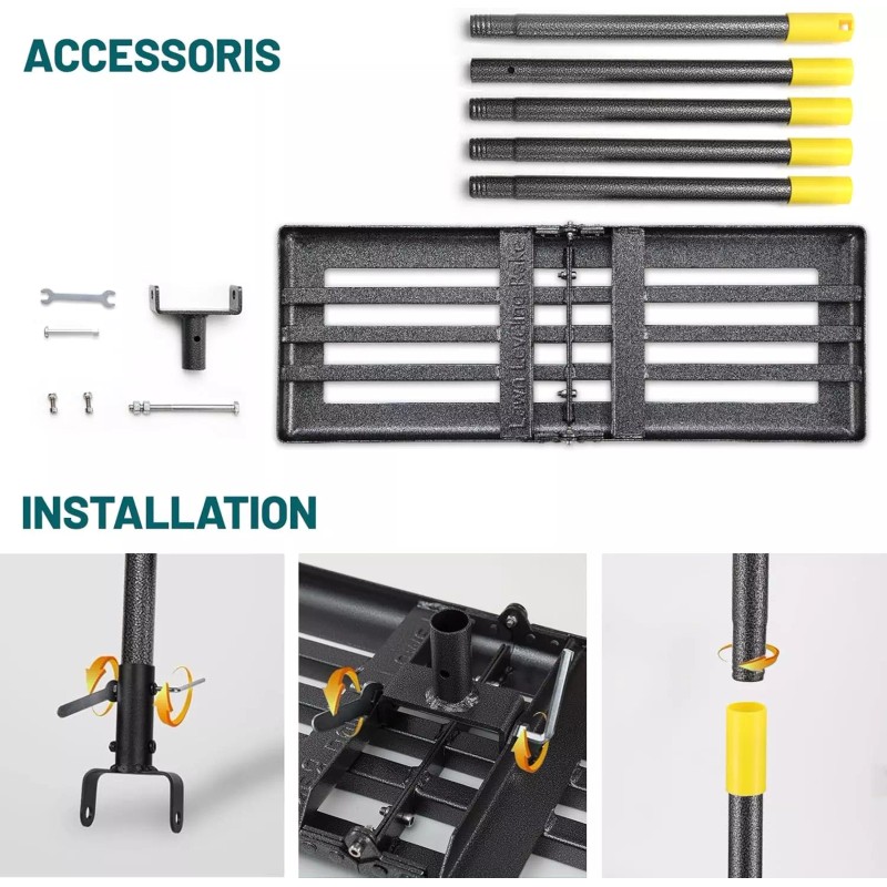 Nicecho Heavy Duty 17"x10" Lawn Leveling Rake w/ 60" Adjust