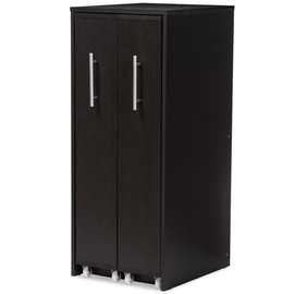 BOWERY HILL 2 Pull Out Door Media Storage Cabinet in Brown