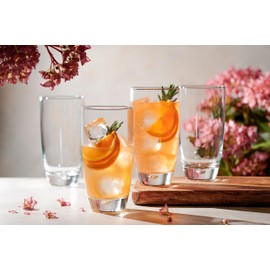 Glaver's Highball Glasses Set Of 4, 16 Oz. Drinking Glasses, Unique Water Glass Cups For Juice, Cocktails, Soda, Heavy Bottom Tumbler Glass